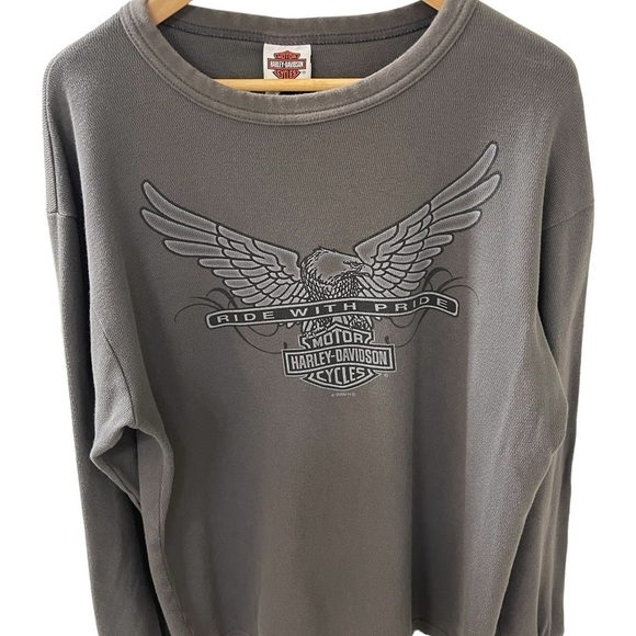 Harley Davidson Ride With Pride Gray Thermal long sleeve shirt size large - Picture 1 of 3
